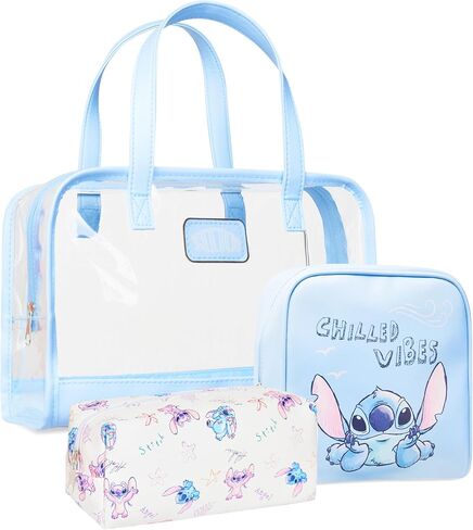 Disney Stitch Toiletry Bags Set of 3, Zipped Wash Bag and Cosmetic Bag - Stitch Gifts in Saudi Arabia