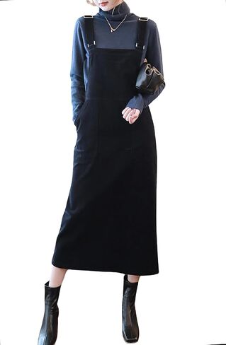 chouyatou Womens Cute Corduroy Adjustable Strap Overall Dress fringe Pinafore Baggy Maxi Long Tank Dress in Saudi Arabia