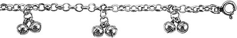 Sterling Silver Dangling Double Jingle Bells Charm Bracelet for Women 12mm Drops fits 7-8 inch wrists in Saudi Arabia