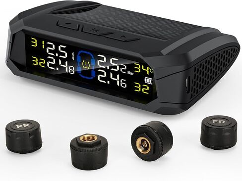 Tire Pressure Monitoring System, 7.84" Cordless Solar Charge RV TPMS with 6 Sensors,for RV Travel Trailer Truck Fifth Wheel Motorhome, Real-time Monitoring Pressure & Temperature(0~214 PSI) in Kuwait