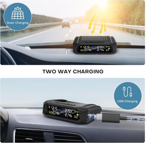 Tire Pressure Monitoring System, 7.84" Cordless Solar Charge RV TPMS with 6 Sensors,for RV Travel Trailer Truck Fifth Wheel Motorhome, Real-time Monitoring Pressure & Temperature(0~214 PSI) in Kuwait