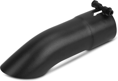 2.5 inch Inlet Curved Exhaust Tip, 2.5" Outlet 9" Overall Length Stainless Steel Turn Down Exhaust Tail Pipe, Bolt-On,Sleek Angle Cut, Polished Tailpipe, Black in Saudi Arabia