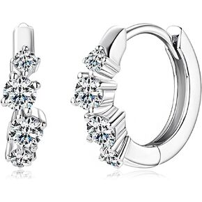 14K الذهب على S925 Sterling Silver D-Color Round Round Diamond Hoop أقراط للنساء ، الحاضر للأصدقاء أو أحبائهم in Kuwait