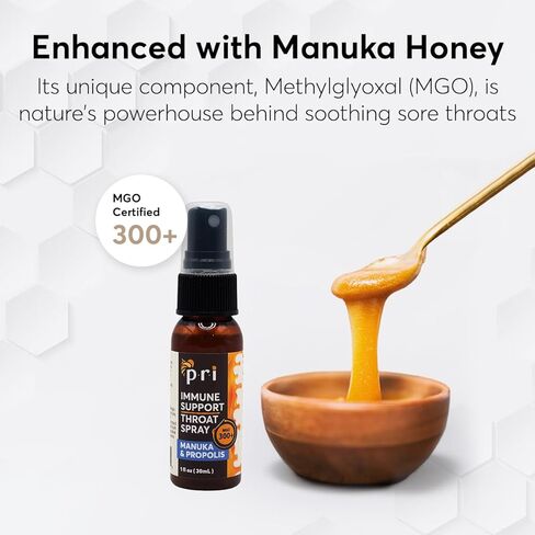 P.R.I Propolis الحلق رذاذ مع عسل Manuka ، التهاب الحلق ودعم المناعة ، طعم النعناع الطازج ، 1 أوقية in Kuwait