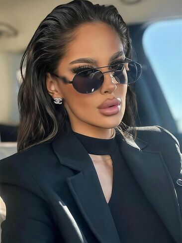 Retro Oval 90s Metal Sunglasses for Women, 2025 Trendy Chic Narrow Gold Sun Glasses Fashion Sunnies in Kuwait