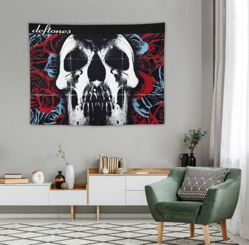 Tyericnckax عتيقة الجدار الجمجمة النسيج 40 × 60 بوصة - ديكور الموسيقى القوطية لغرفة النوم وغرفة المعيشة ، هدية مثالية للرؤوس المعدنية in Saudi Arabia