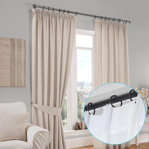 30 Pack Curtain Rings with Eyelets -Black Metal Drapery Hooks for Pinch Pleat Curtain Panels, Curtain Hooks Fits up to 1.2 Inch Curtain Rod, 1.5 Inch Inner Diameter in Saudi Arabia