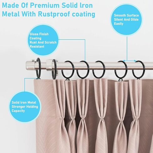 30 Pack Curtain Rings with Eyelets -Black Metal Drapery Hooks for Pinch Pleat Curtain Panels, Curtain Hooks Fits up to 1.2 Inch Curtain Rod, 1.5 Inch Inner Diameter in Saudi Arabia