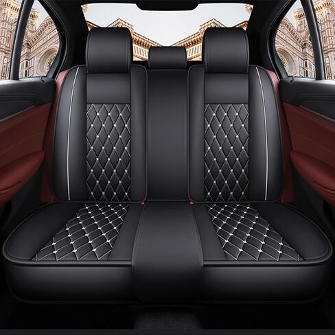 Car Seat Covers Full Set,Universal Fit Crown Car Seat Covers Waterproof Anti-Slip Faux Leather Automotive Seat Covers for Cars SUV Pick-up Truck Sedan (Red) in Saudi Arabia