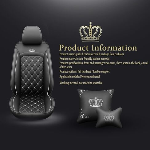 Car Seat Covers Full Set,Universal Fit Crown Car Seat Covers Waterproof Anti-Slip Faux Leather Automotive Seat Covers for Cars SUV Pick-up Truck Sedan (Red) in Saudi Arabia