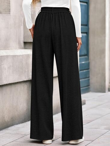 BTFBM Wide Leg Pants for Women Dressy Work Business Casual Elastic High Waisted Trousers Ribbed Lounge Palazzo Pants in Kuwait