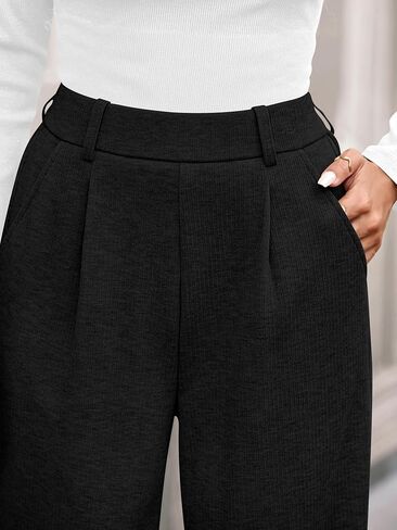 BTFBM Wide Leg Pants for Women Dressy Work Business Casual Elastic High Waisted Trousers Ribbed Lounge Palazzo Pants in Kuwait