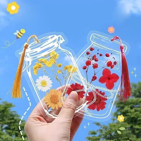520 Mini مضغوط الزهور المجففة لحرف الراتنج مع 5 أفلام لامعة شفافة - زهور صغيرة كبيرة للإشارات المرجعية والمجوهرات والشموع وملحقات راتنجات الإيبوكسي DIY in Saudi Arabia