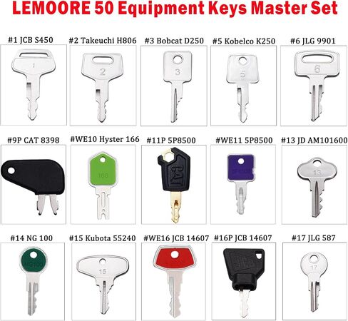 50 Heavy Equipment Keys Master Set, Construction Ignition Key for Cat Caterpillar Case JD John Deere Hyster Komatsu Kubota Yanmar Daewoo Takeuchi Ford New Holland Volvo JCB and More in Saudi Arabia
