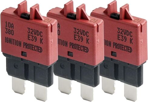E39 Circuit Breaker Blade Fuse Manual T3 Reset Low Profile ATC/ATO 3-30A 32VDC UL-Rated Thermoplastic Body Color-Coded for Amperage(All Set) in Saudi Arabia