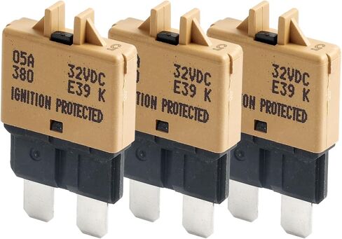 E39 Circuit Breaker Blade Fuse Manual T3 Reset Low Profile ATC/ATO 3-30A 32VDC UL-Rated Thermoplastic Body Color-Coded for Amperage(All Set) in Saudi Arabia
