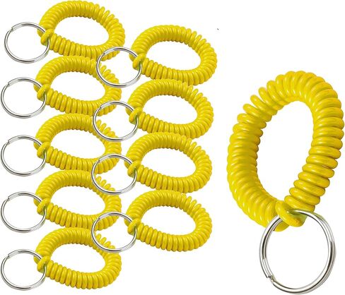 Lucky Line 2" Spiral Wrist Coil with Steel Key Ring, Flexible Wrist Band Key Chain Bracelet, Stretches To 12", Green, 5 Pack (4104005) in Saudi Arabia