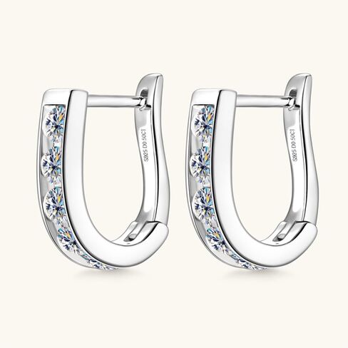 Sterling Silver U-Shaped Hoop Earrings Latch Back for Women, 0.5ct D-color, VVS1 Clarity Round Cut Diamond, Romantic Present for Girlfriend's Birthday or Engagement in Saudi Arabia