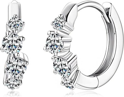 14K الذهب على S925 Sterling Silver D-Color Round Round Diamond Hoop أقراط للنساء ، الحاضر للأصدقاء أو أحبائهم in Saudi Arabia