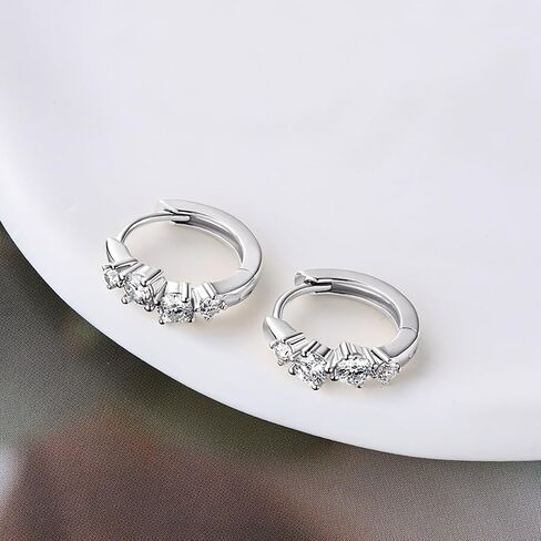 14K الذهب على S925 Sterling Silver D-Color Round Round Diamond Hoop أقراط للنساء ، الحاضر للأصدقاء أو أحبائهم in Saudi Arabia