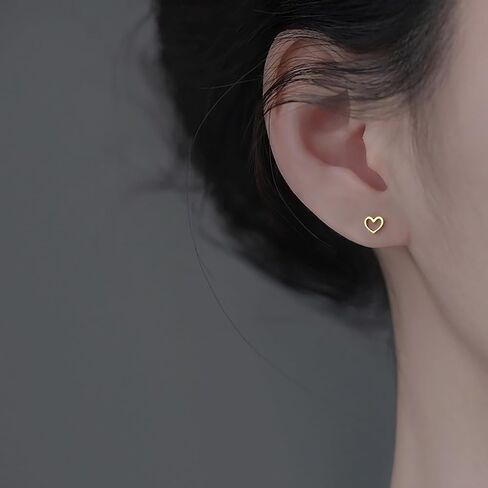 Reffeer Solid 925 Sterling Silver Open Heart Earrings Stud for Women Teen Girls Cute Heart Stud Earrings Hypoallergenic in Saudi Arabia