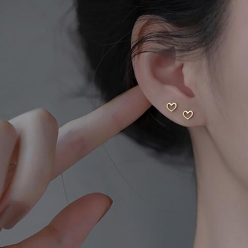 Reffeer Solid 925 Sterling Silver Open Heart Earrings Stud for Women Teen Girls Cute Heart Stud Earrings Hypoallergenic in Saudi Arabia
