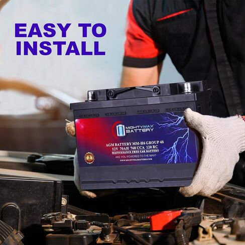 Mighty Max Battery MM-G35 Start and Stop Car BCI Group Size 35 12V 55Ah, 100RC, 650 CCA Rechargeable AGM Car Battery in Kuwait