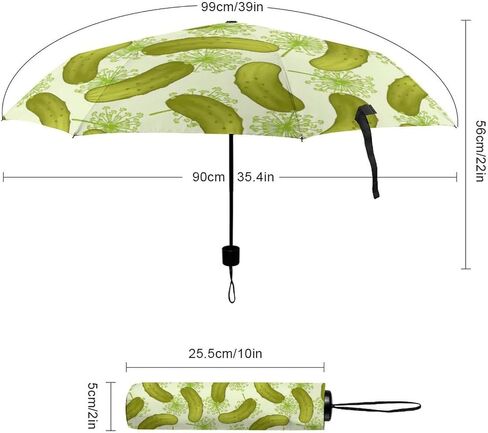 Dill Pickles Umbrella Windproof Strong Travel 3 Fold Sun Umbrellas for Rain Men Women in Kuwait