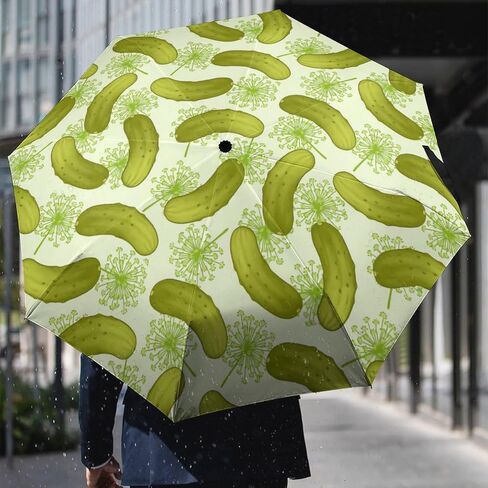 Dill Pickles Umbrella Windproof Strong Travel 3 Fold Sun Umbrellas for Rain Men Women in Kuwait
