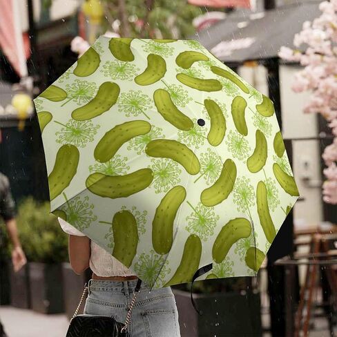 Dill Pickles Umbrella Windproof Strong Travel 3 Fold Sun Umbrellas for Rain Men Women in Kuwait