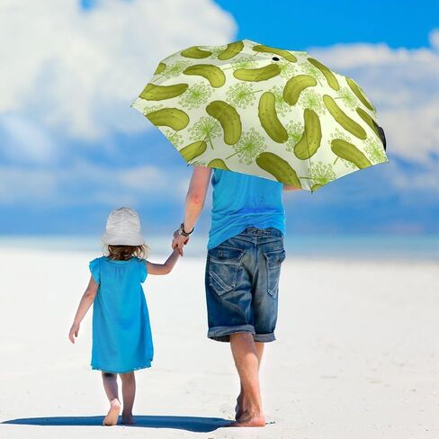 Dill Pickles Umbrella Windproof Strong Travel 3 Fold Sun Umbrellas for Rain Men Women in Kuwait