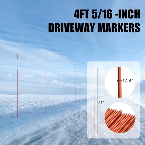 علامة ممر Autoparts ، حصص الثلج ، حصص المحراث ، شريط عاكس ، 5/16 "قطر × 48" ، الألياف الزجاجية ، الأحمر ، 50 حزمة in Saudi Arabia