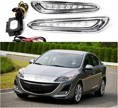 LED DRL DENTY RUNMENT LIGHT LIGHT FOG LAMPS مع إكسسوارات مجموعة إشارة الدوران متوافقة مع MAZDA 3 2010 2011 2012 2013 in Saudi Arabia