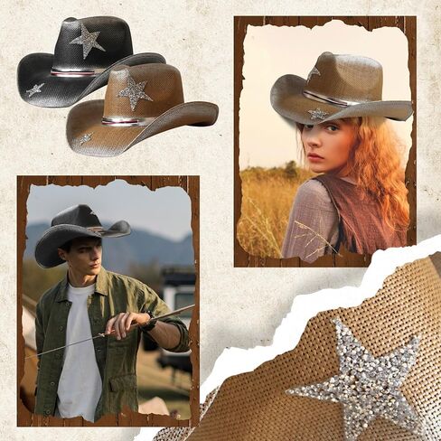 Wildarms Western Cowboy Hat for Women Wide Brim Woven Cowboy Hat Cowgirl Sun Beach Hat for Party in Saudi Arabia