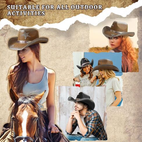 Wildarms Western Cowboy Hat for Women Wide Brim Woven Cowboy Hat Cowgirl Sun Beach Hat for Party in Saudi Arabia