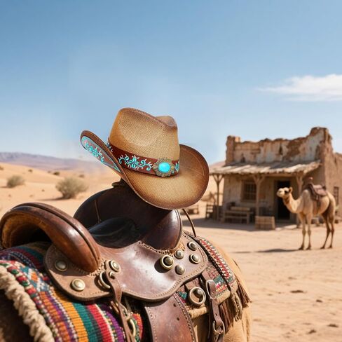 Cowboy Hat,Cowgirl hat,Brown/Black Cowboy Hats for Women Men Straw Wide with Shapeable Brim Cowboy Hat for Womens in Kuwait
