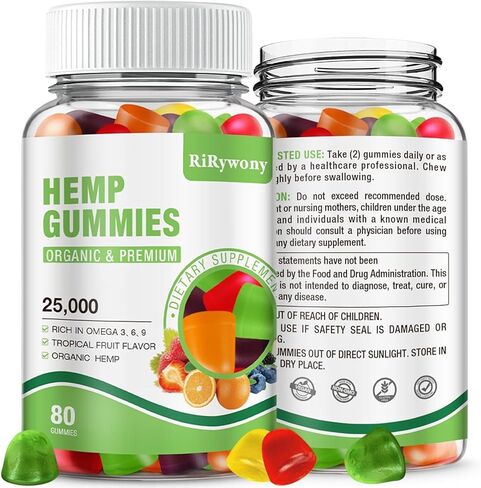 Rirywony Hemp Gummies 1 Pack - قوة إضافية من زيت القنب الطبيعي الفواكه الزوايا النباتي Gummy - ملحق القنب العضوي العالي من أجل السكر المنخفض غير المعدلة وراثيًا - 80 Count in Kuwait