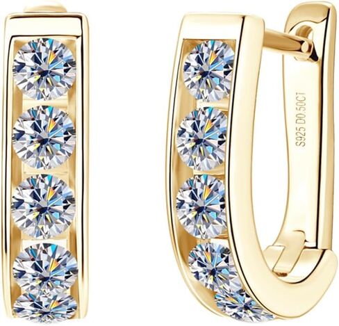 sterling الفضة الفضية على شكل حرف U مزلاج للنساء ، 0.5ct d-color ، VVS1 Clarity Round Round Diamond ، رومانسية لعيد ميلاد صديقته أو مشاركته in Kuwait