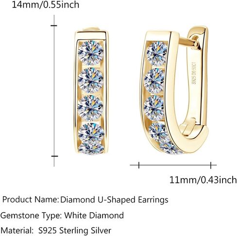 sterling الفضة الفضية على شكل حرف U مزلاج للنساء ، 0.5ct d-color ، VVS1 Clarity Round Round Diamond ، رومانسية لعيد ميلاد صديقته أو مشاركته in Kuwait