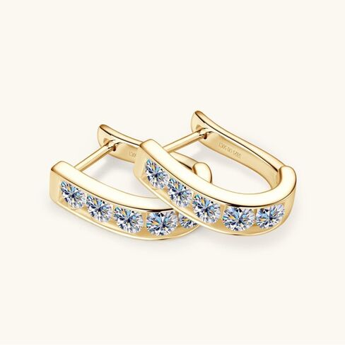 sterling الفضة الفضية على شكل حرف U مزلاج للنساء ، 0.5ct d-color ، VVS1 Clarity Round Round Diamond ، رومانسية لعيد ميلاد صديقته أو مشاركته in Kuwait