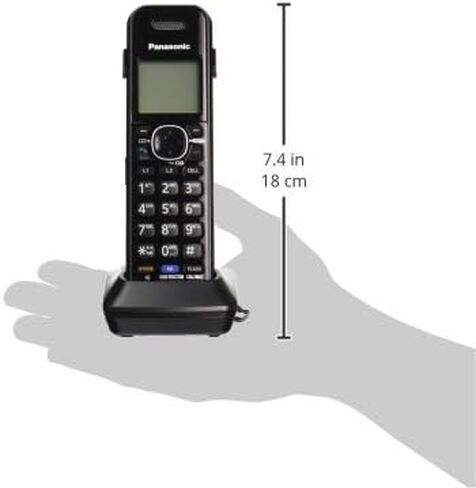 باناسونيك DECT 6.0 Plus ملحق سماعة الهاتف اللاسلكي متوافق مع الهواتف اللاسلكية ذات الخطين KX-TG95xx سلسلة هواتف الأعمال، مقبس سماعة الرأس - KX-TGA950B ​​(أسود) in Saudi Arabia