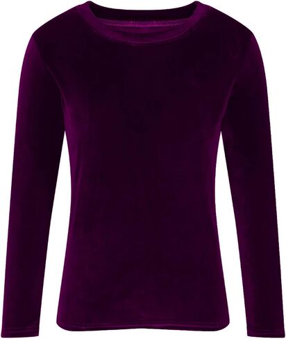 Velvet Tops for Women Shirt Crewneck Long Sleeve Shirt Blouses Pullover Solid Casual Tee Trendy Velour Loose Fit Top in Saudi Arabia