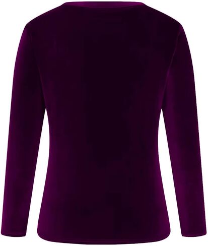 Velvet Tops for Women Shirt Crewneck Long Sleeve Shirt Blouses Pullover Solid Casual Tee Trendy Velour Loose Fit Top in Saudi Arabia