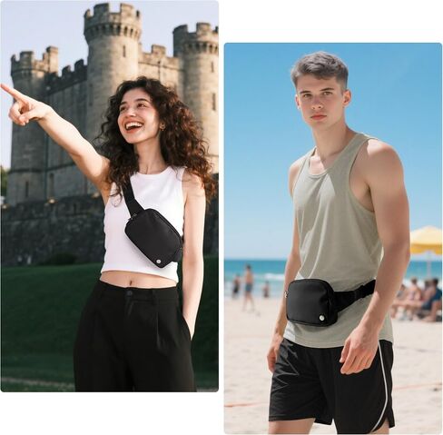Anti Theft Fanny Pack 2L Belt Bag Crossbody Bag for Women Men Rfid Blocking Sling Bag Waist Bags for Travel, Black in Kuwait