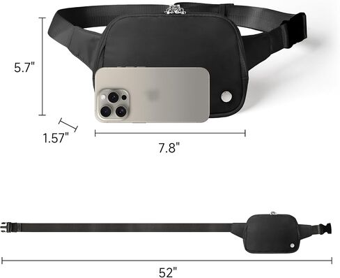 Anti Theft Fanny Pack 2L Belt Bag Crossbody Bag for Women Men Rfid Blocking Sling Bag Waist Bags for Travel, Black in Kuwait