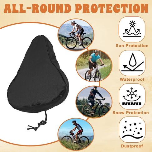 2 Pcs Waterproof Bike Seat Rain Cover with Drawstring, Black Seat Cover Mountain Bike Seats Cover Rain Dust Protective Cushion Saddle Cover Bicycle Cover Accessories for Men Women in Saudi Arabia