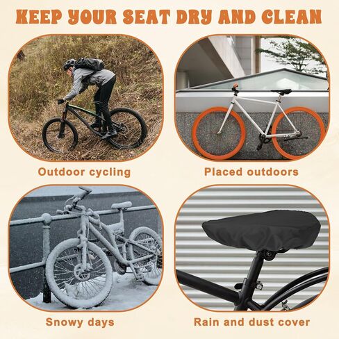 2 Pcs Waterproof Bike Seat Rain Cover with Drawstring, Black Seat Cover Mountain Bike Seats Cover Rain Dust Protective Cushion Saddle Cover Bicycle Cover Accessories for Men Women in Saudi Arabia
