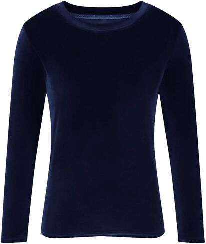 Velvet Tops for Women Shirt Crewneck Long Sleeve Shirt Blouses Pullover Solid Casual Tee Trendy Velour Loose Fit Top in Saudi Arabia