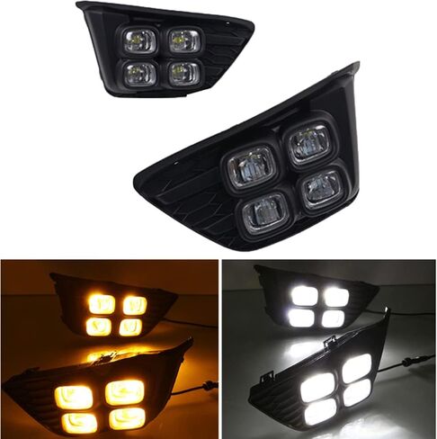 2pcs LED LED LED أثناء النهار مصباح Drl Light ، ضوء الضباب LED مع مصابيح الضباب DRL ، متوافقة مع Honda Fit Jazz 2014-2015 LED DRL FOG مصباح ، الضوء الأبيض in Kuwait