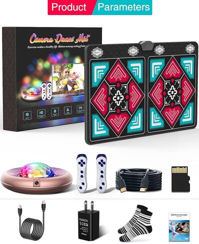 سجادة الرقص الإلكترونية يونيكورن للأطفال والكبار - وسادة رقص لاسلكية للتلفزيون مع كاميرا عالية الدقة، التوصيل والتشغيل لعبة بساط الرقص ذات المستخدم المزدوج، ألعاب هدايا عيد الميلاد وأعياد الميلاد للفتيات والفتيان in Kuwait